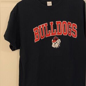 Gildan Black T-Shirt with Red and White Graphic